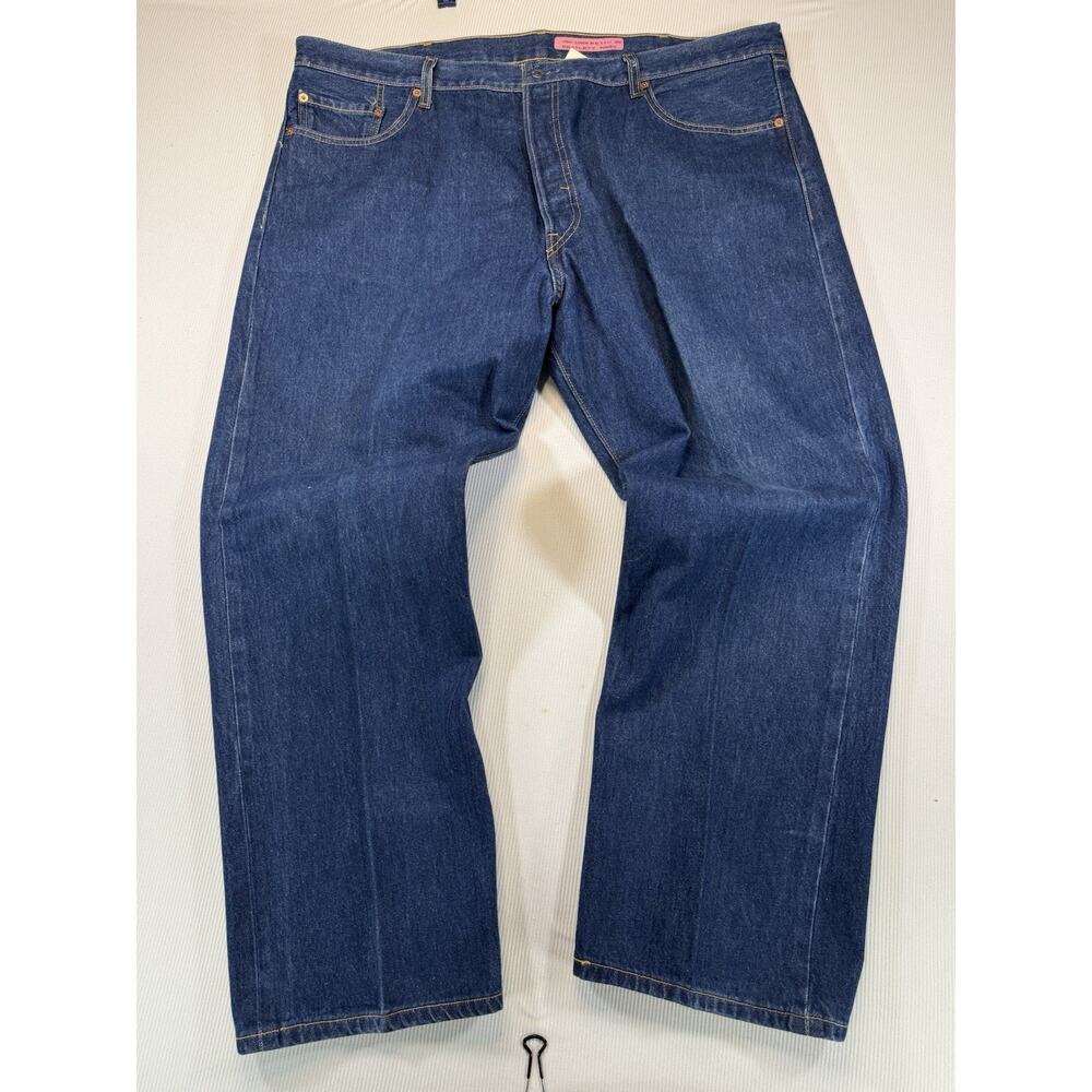 Vintage Levis 501 Jeans 46x32 Button Fly Straight Leg Classic Blue Denim - Picture 1 of 10